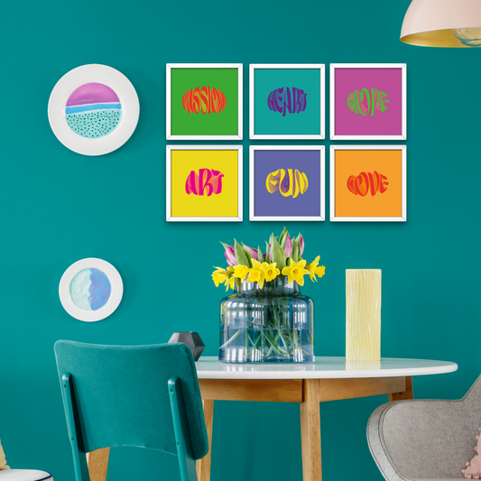 Colorful Word Beyaz Çerçeveli Tablo 25x25